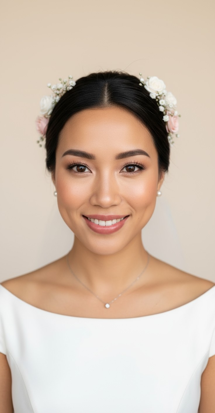 After Wedding Updo With Flowers